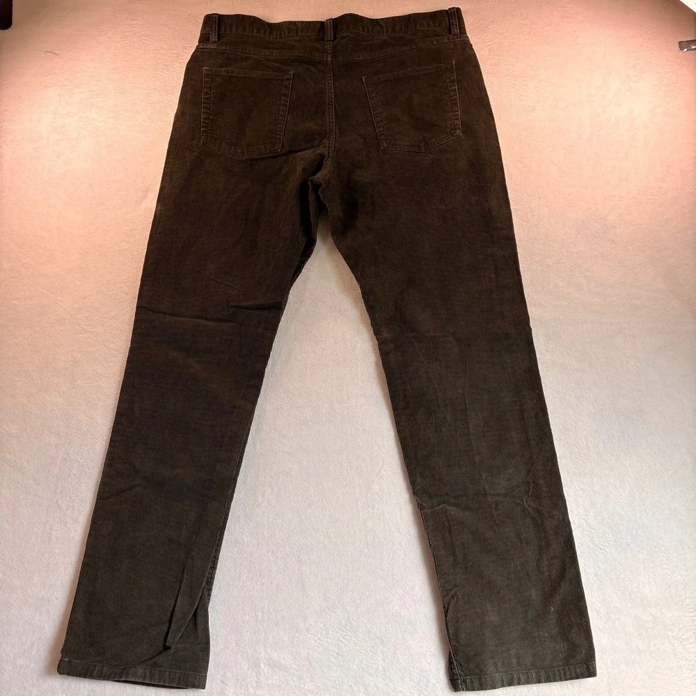 Brooks Brothers Mens Corduroy Pants 36x32 Olive Brown Straight Leg 100036607